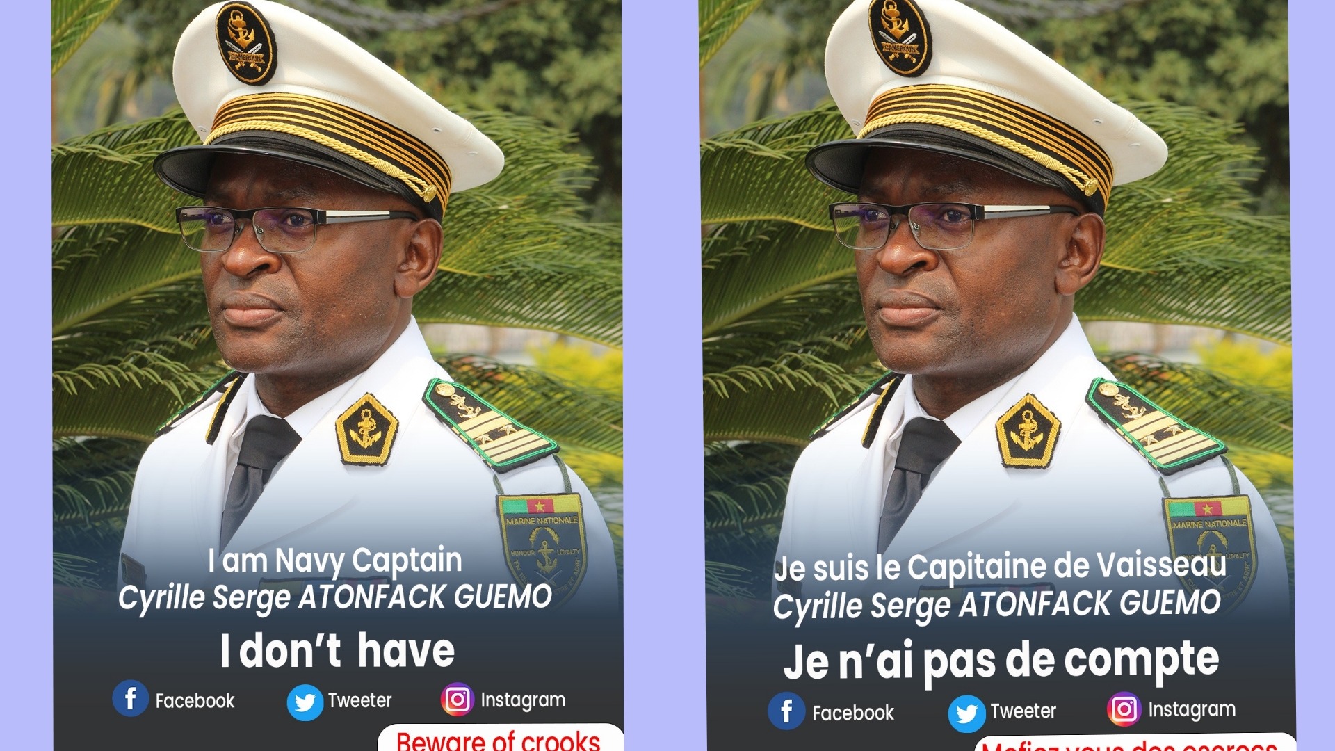 Attention à l'arnaque : Le colonel ATONFACK n'a pas de compte Facebook 