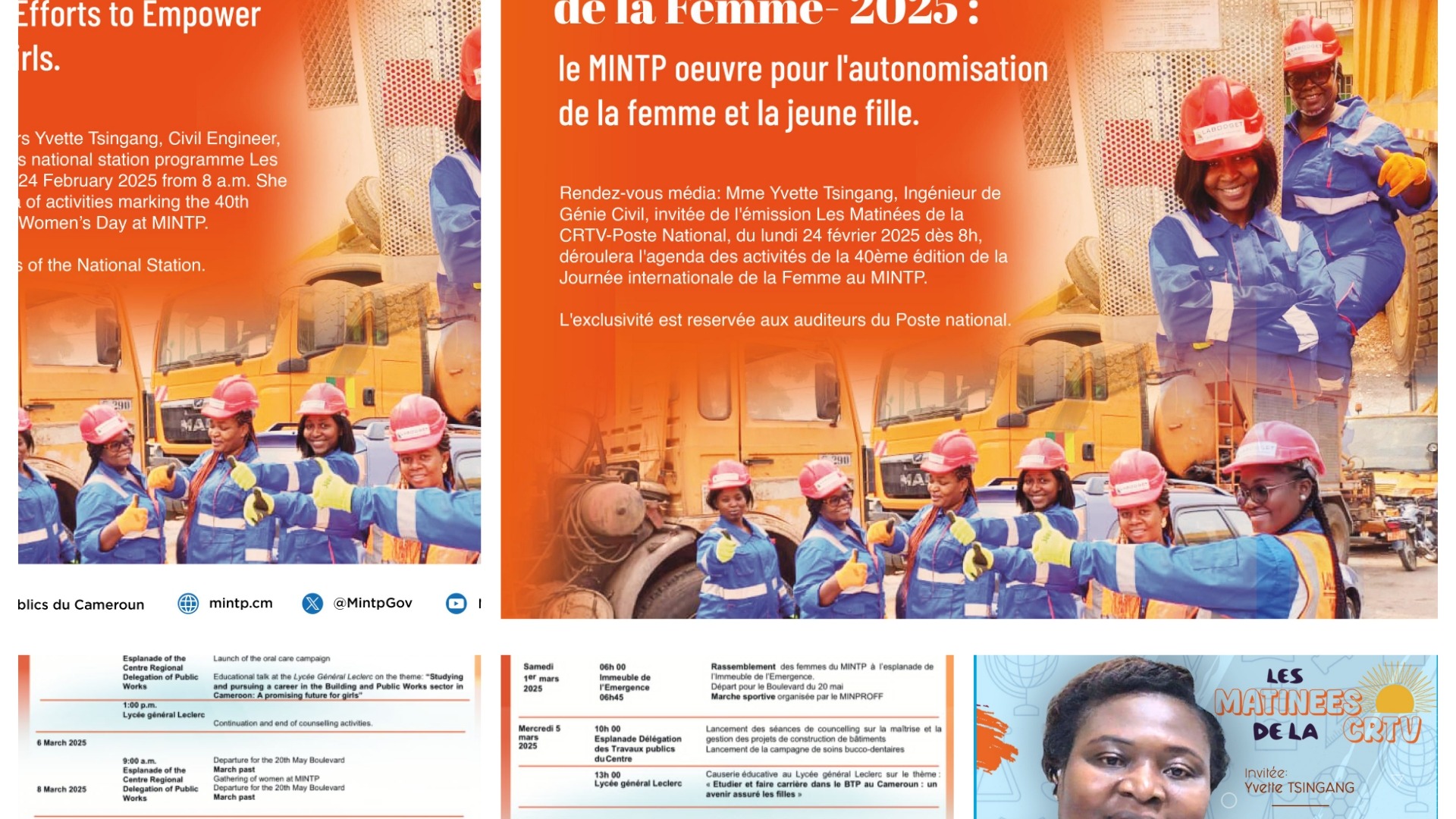 40e édition de la Journée internationale de la femme au MINTP : Série d'activités du personnel féminin 
