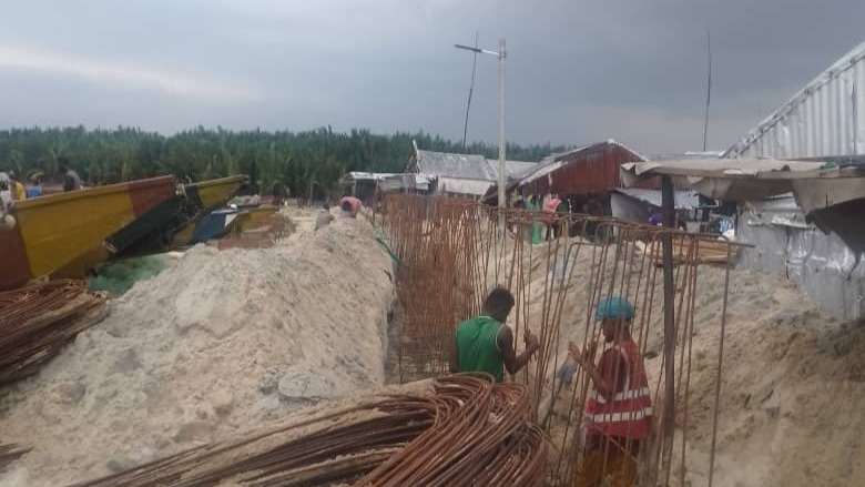 Région du Sud-ouest: des travaux de construction en régie d'une digue à Idabato